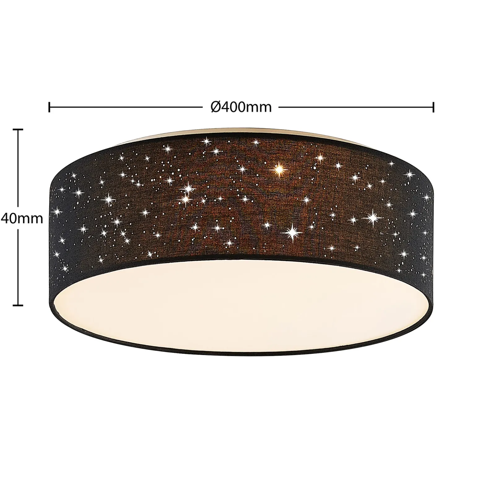 Lámpara LED de techo Ellamina de Lindby, 40 cm, negra, textil