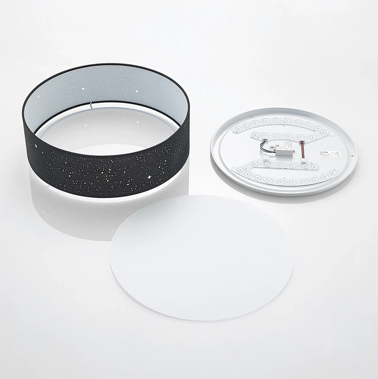Lámpara LED de techo Ellamina de Lindby, 40 cm, negra, textil