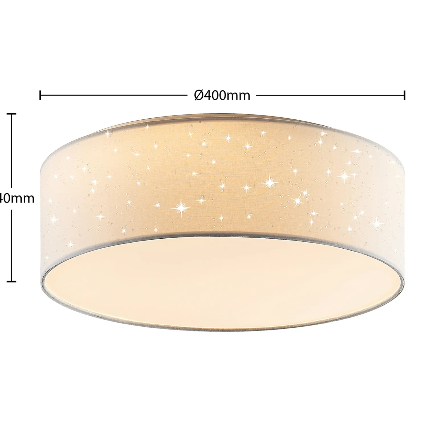 Lámpara LED de techo Ellamina de Lindby, 40 cm, blanca, textil