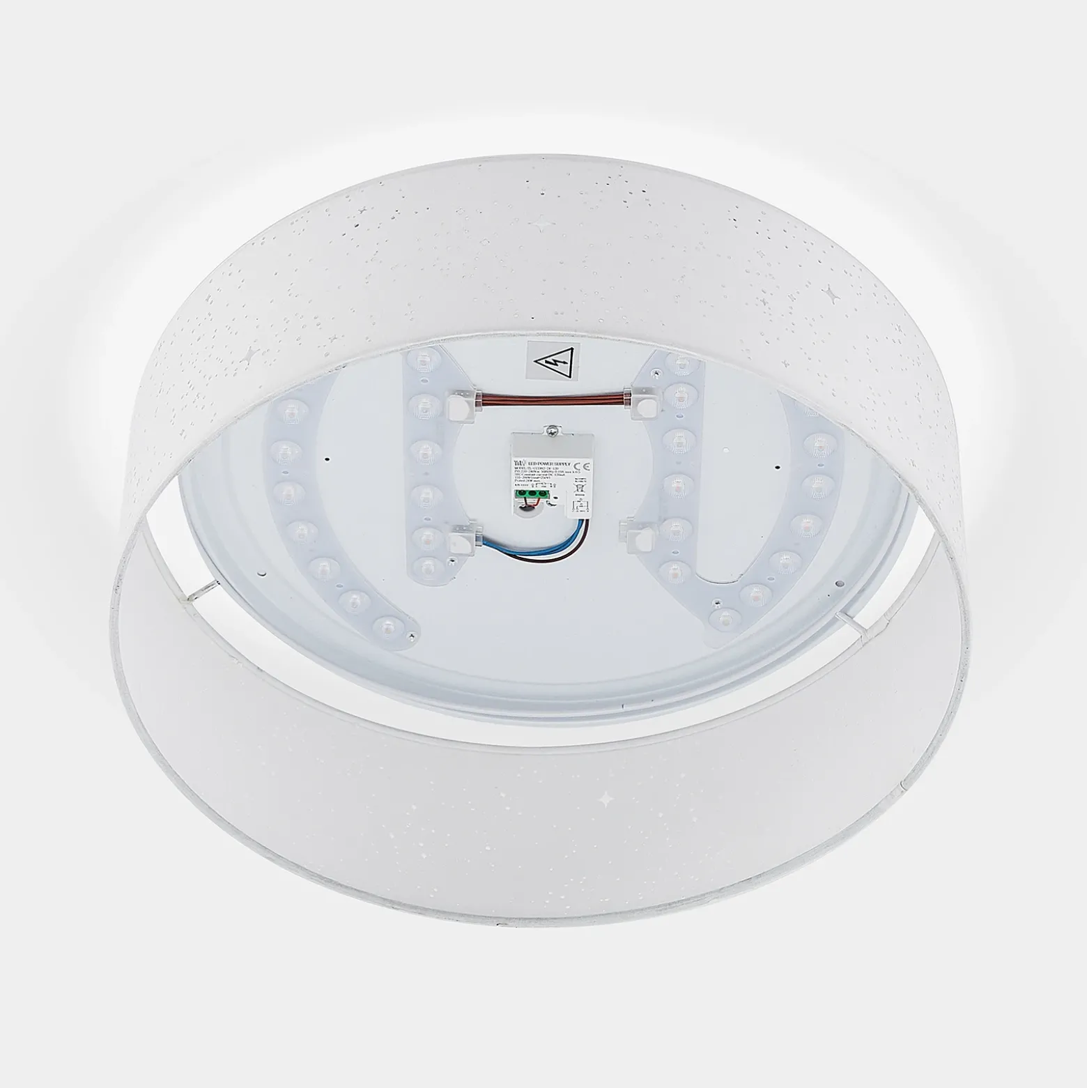 Lámpara LED de techo Ellamina de Lindby, 40 cm, blanca, textil