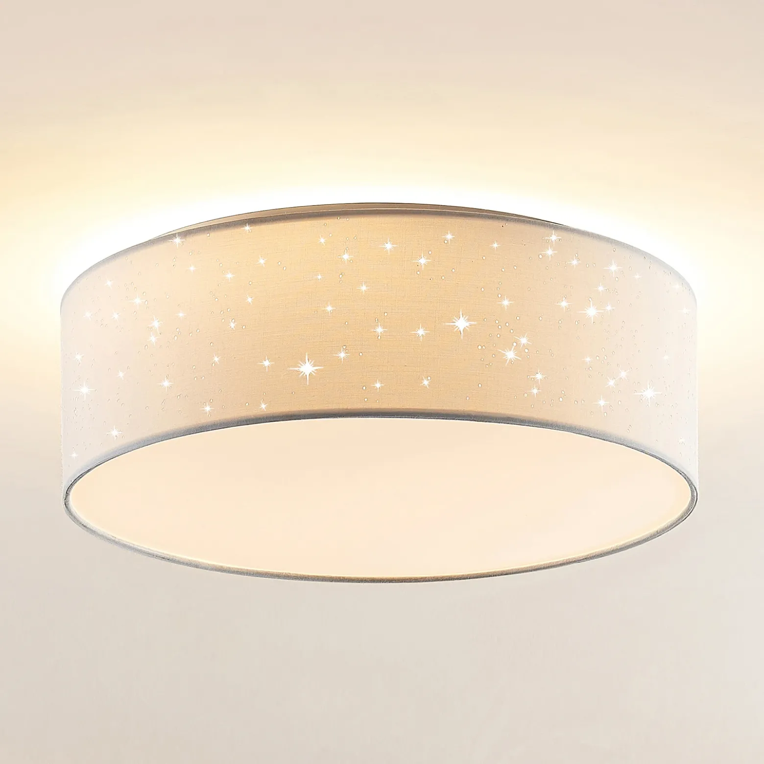 Lámpara LED de techo Ellamina de Lindby, 40 cm, blanca, textil