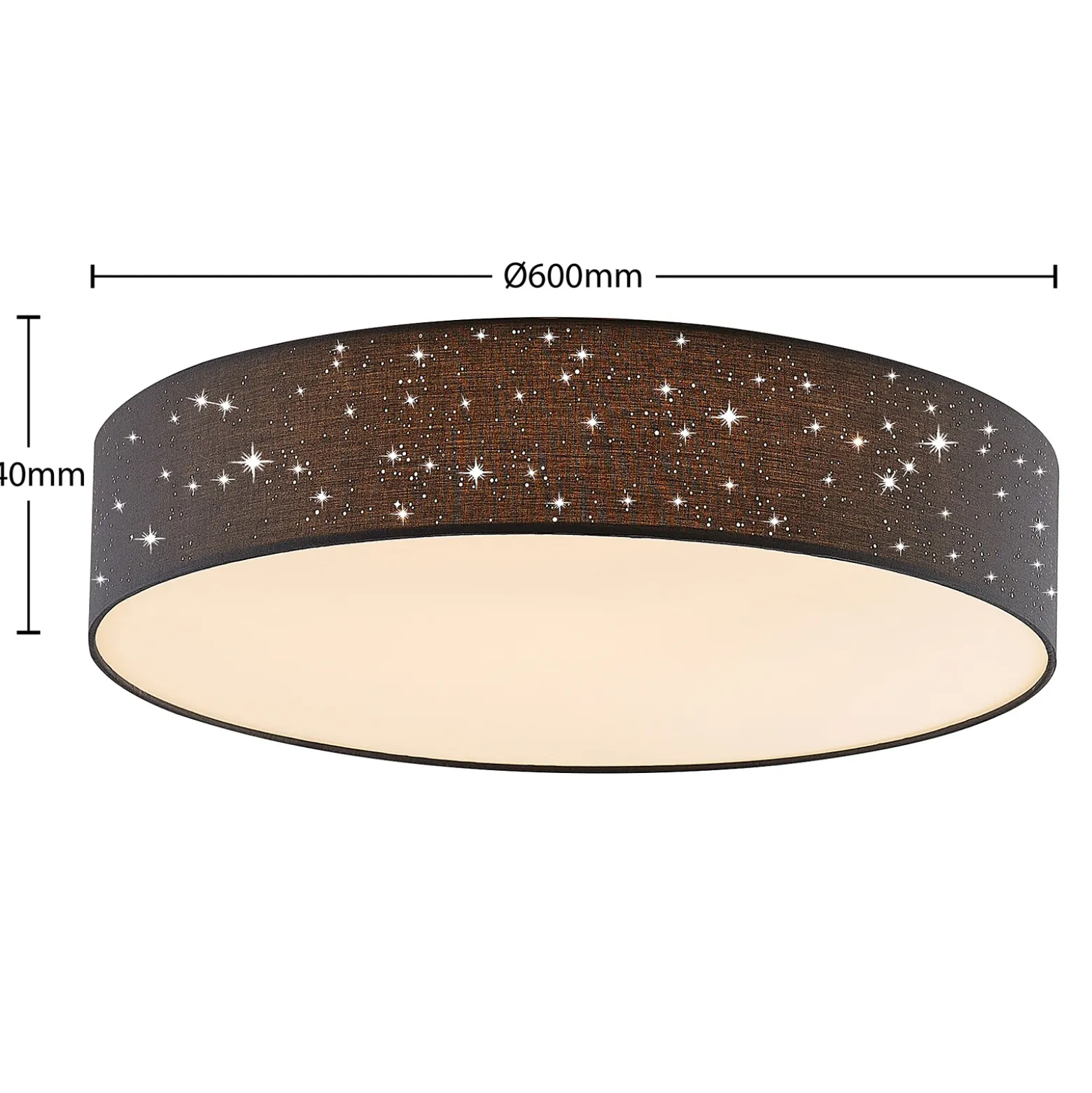 Lámpara LED de techo Ellamina de Lindby, Ø 60 cm, antracita, textil