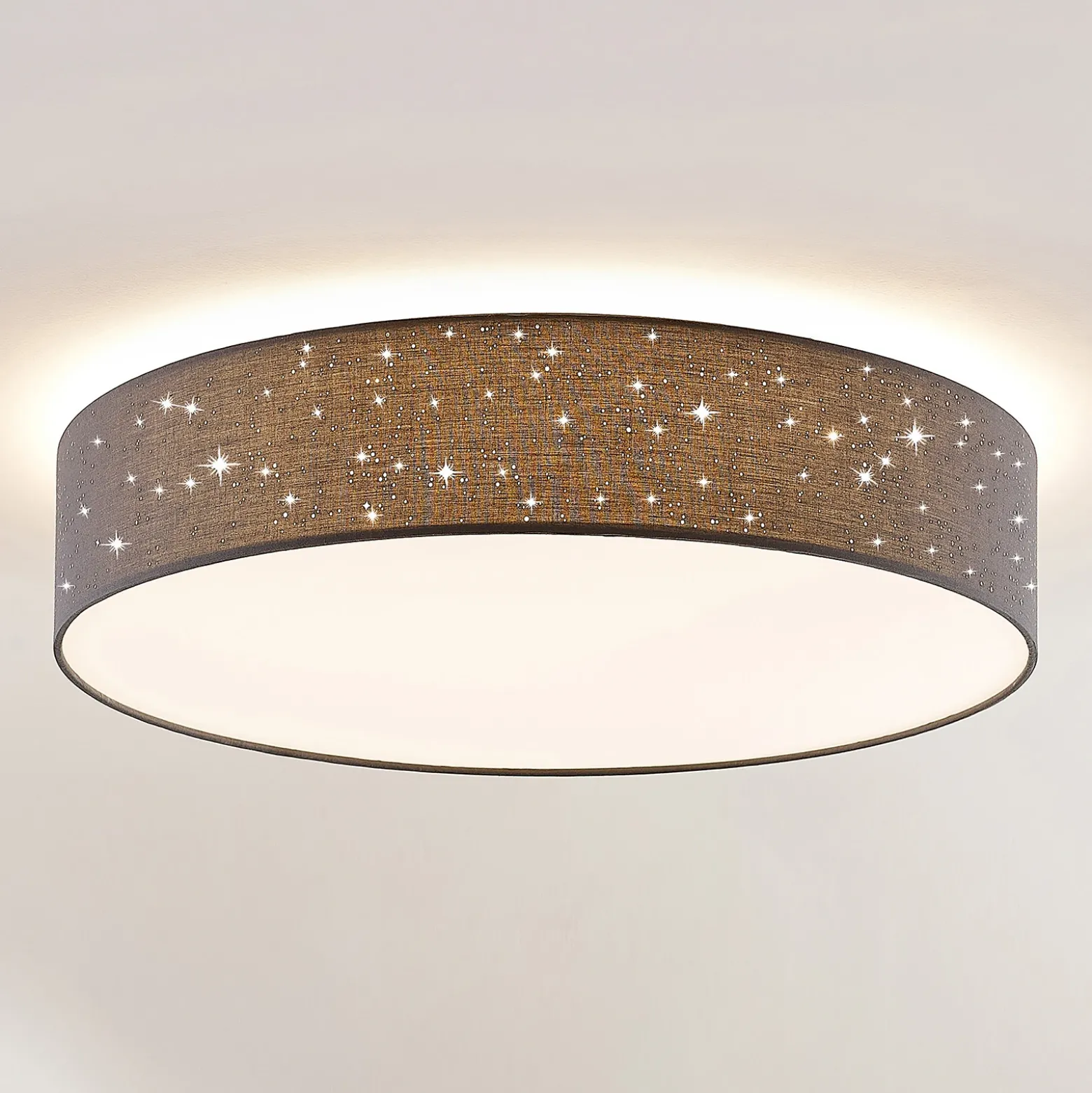 Lámpara LED de techo Ellamina de Lindby, Ø 60 cm, antracita, textil
