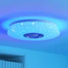 Lámpara LED de techo Elpida de Lindby, altavoz, blanco, Ø 39 cm