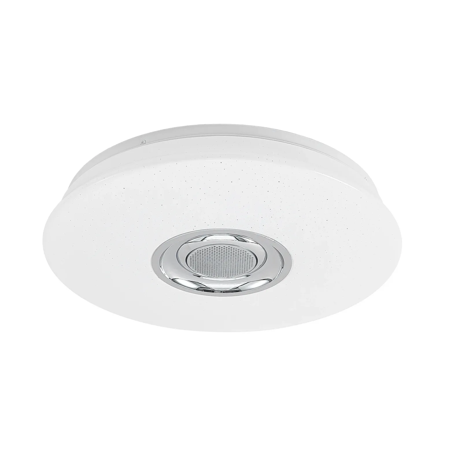 Lámpara LED de techo Elpida de Lindby, altavoz, blanco, Ø 39 cm