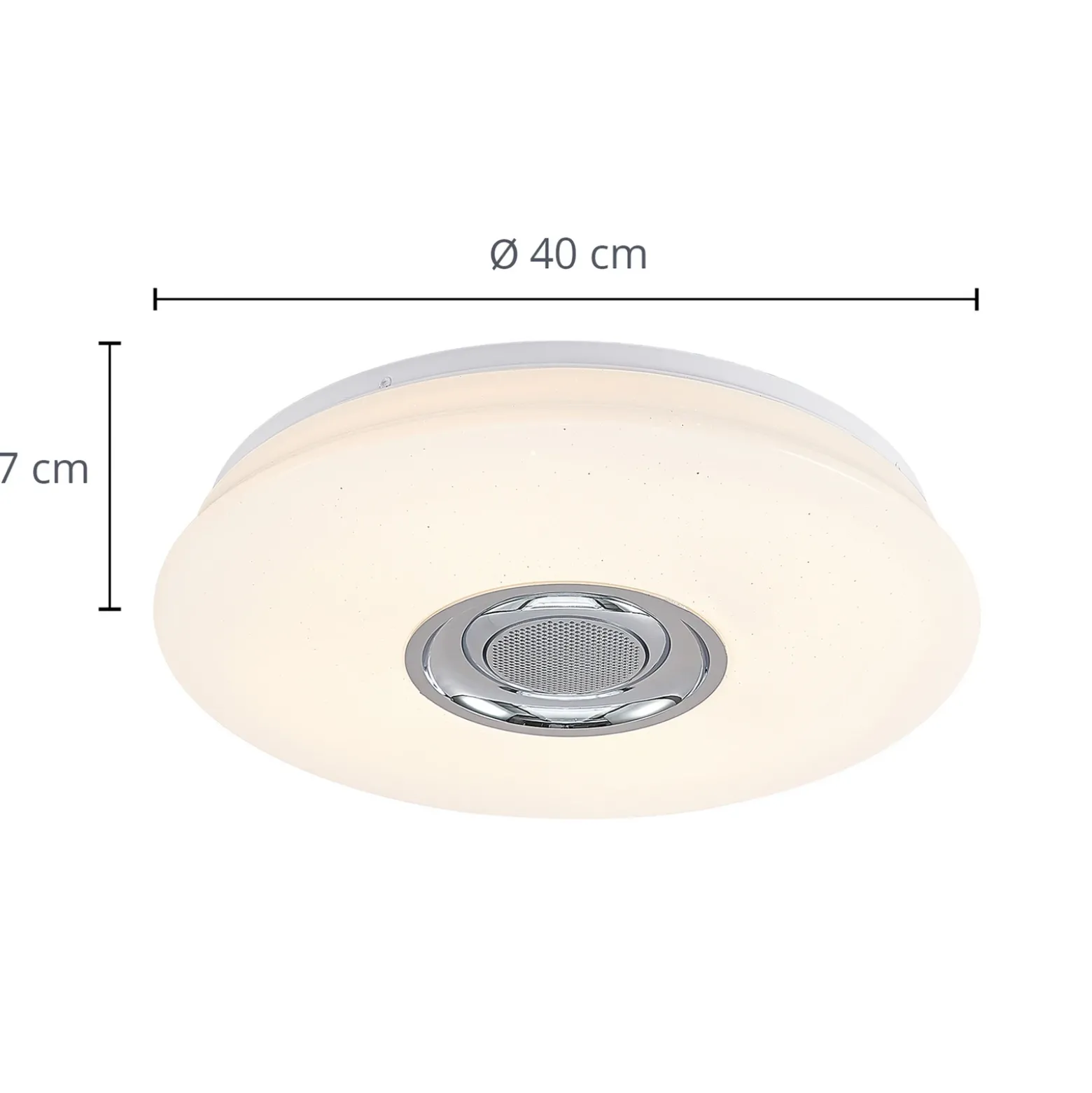 Lámpara LED de techo Elpida de Lindby, altavoz, blanco, Ø 39 cm