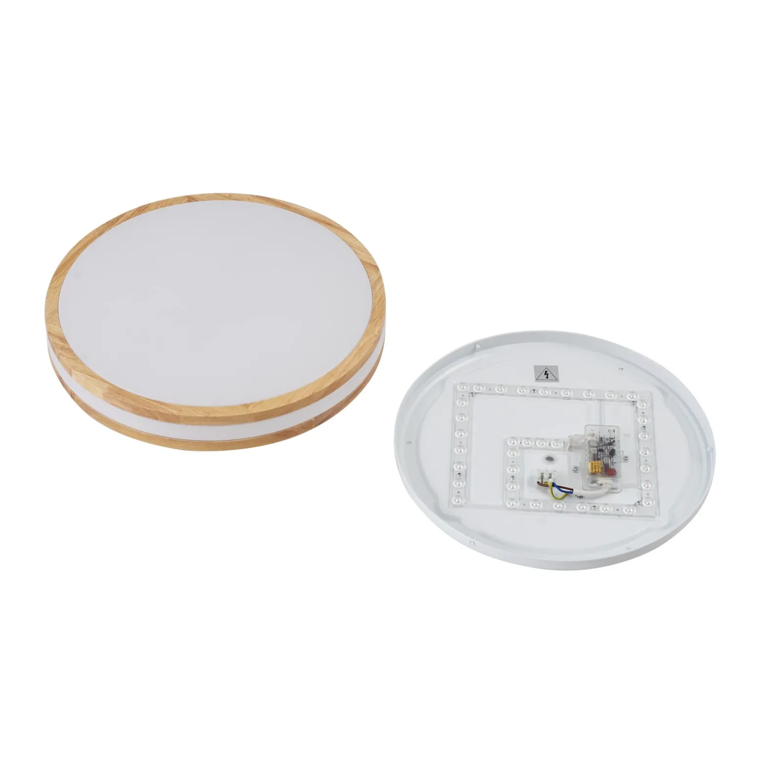 Lámpara LED de techo Emiva de Lindby, Ø 40 cm, madera clara, CCT