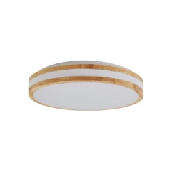 Lámpara LED de techo Emiva de Lindby, Ø 40 cm, madera clara, CCT