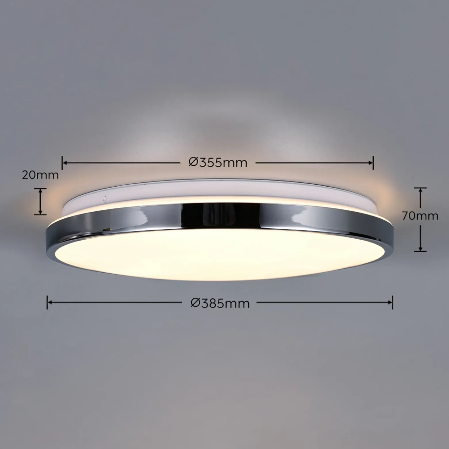 Lámpara LED de techo Fena, color cromo, Ø 38 cm, metal, IP44