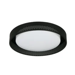 Lámpara LED de techo Filippo, negro mate, Ø 33 cm, metal, CCT, IP44