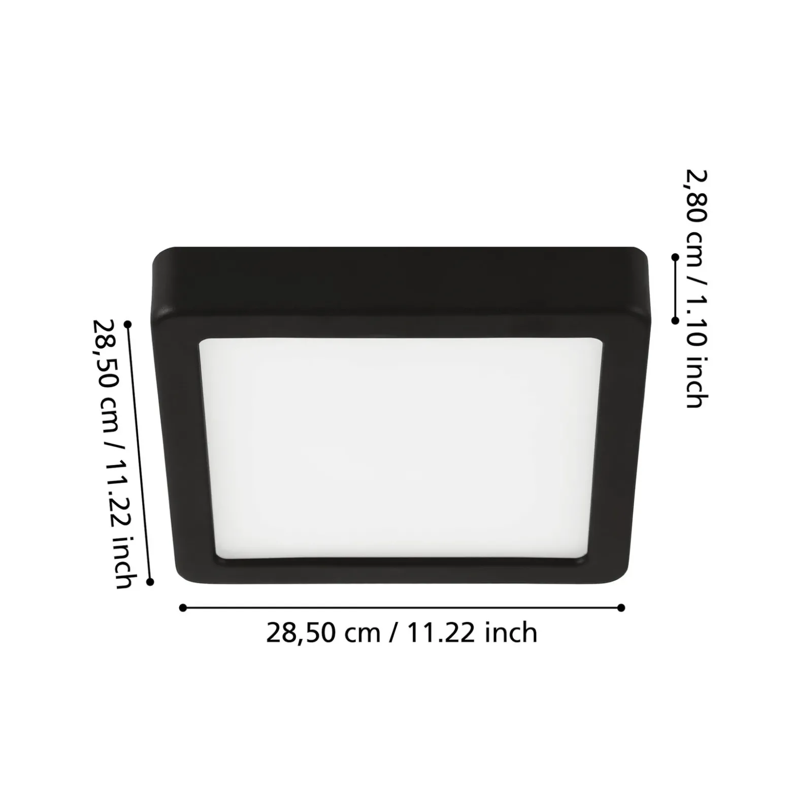 Lámpara LED de techo Fueva 5, IP20 negro 28,5 x 28,5 cm