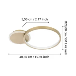 Lámpara LED de techo Gafares, oro, aluminio, 41 cm control remoto CCT