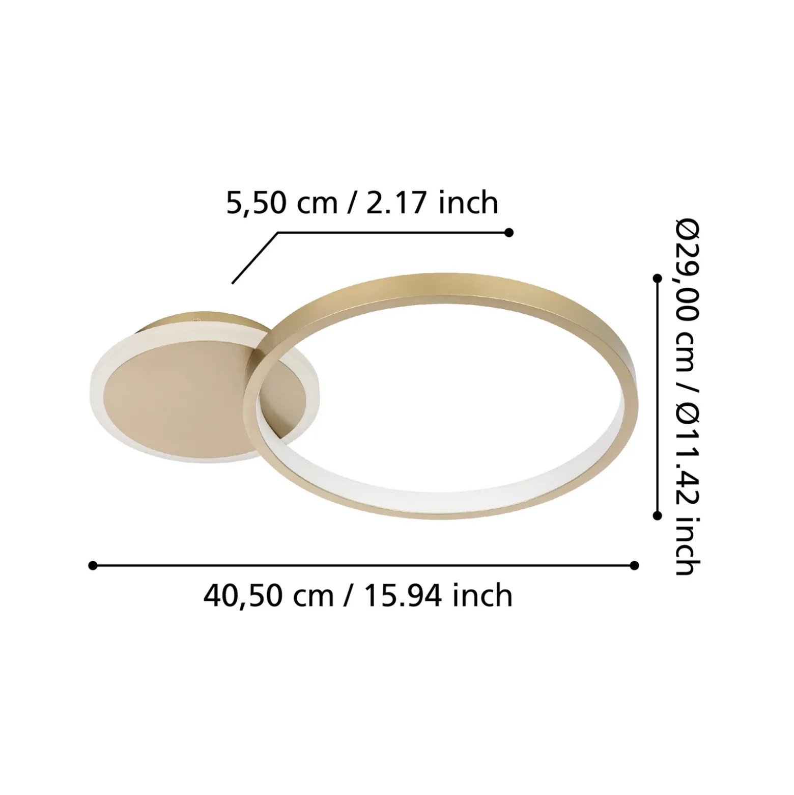 Lámpara LED de techo Gafares, oro, aluminio, 41 cm control remoto CCT