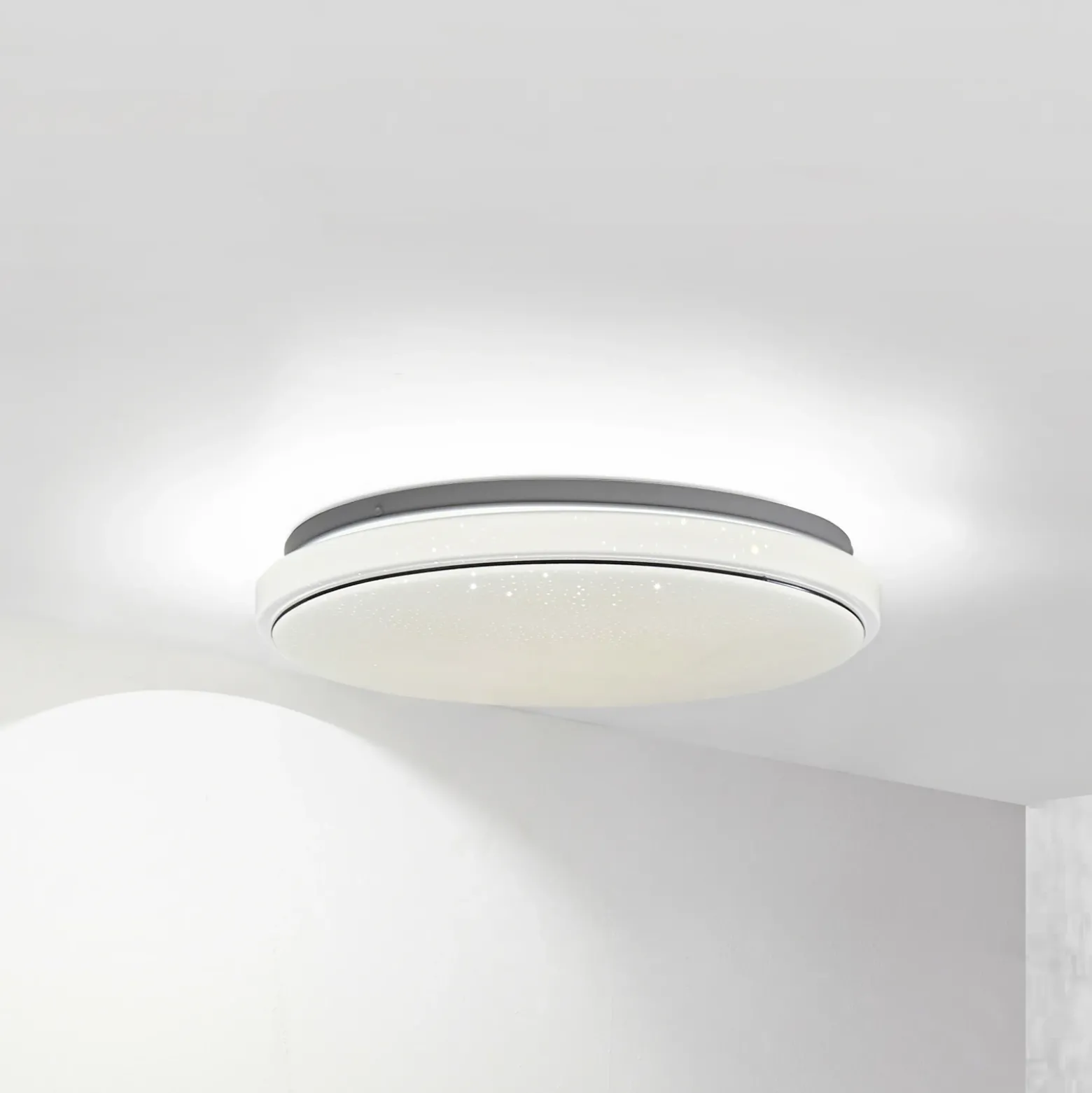 Lámpara LED de techo Glamo de Lindby, Ø 39 cm, cromo, blanco, IP44