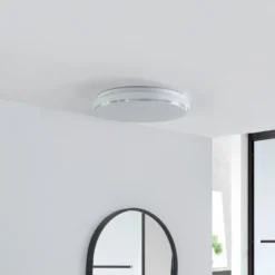 Lámpara LED de techo Glamo de Lindby, Ø 39 cm, cromo, blanco, IP44