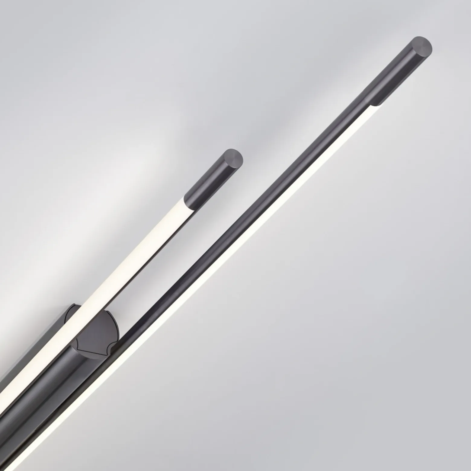 Lámpara LED de techo Helestra LEDA, gris titanio, 150 cm, atenuable