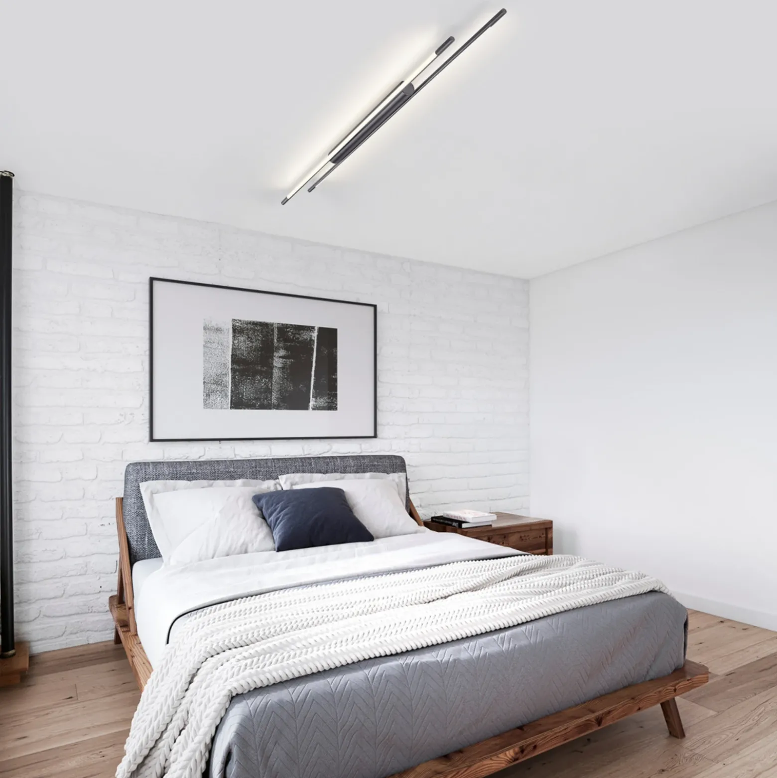 Lámpara LED de techo Helestra LEDA, gris titanio, 150 cm, atenuable
