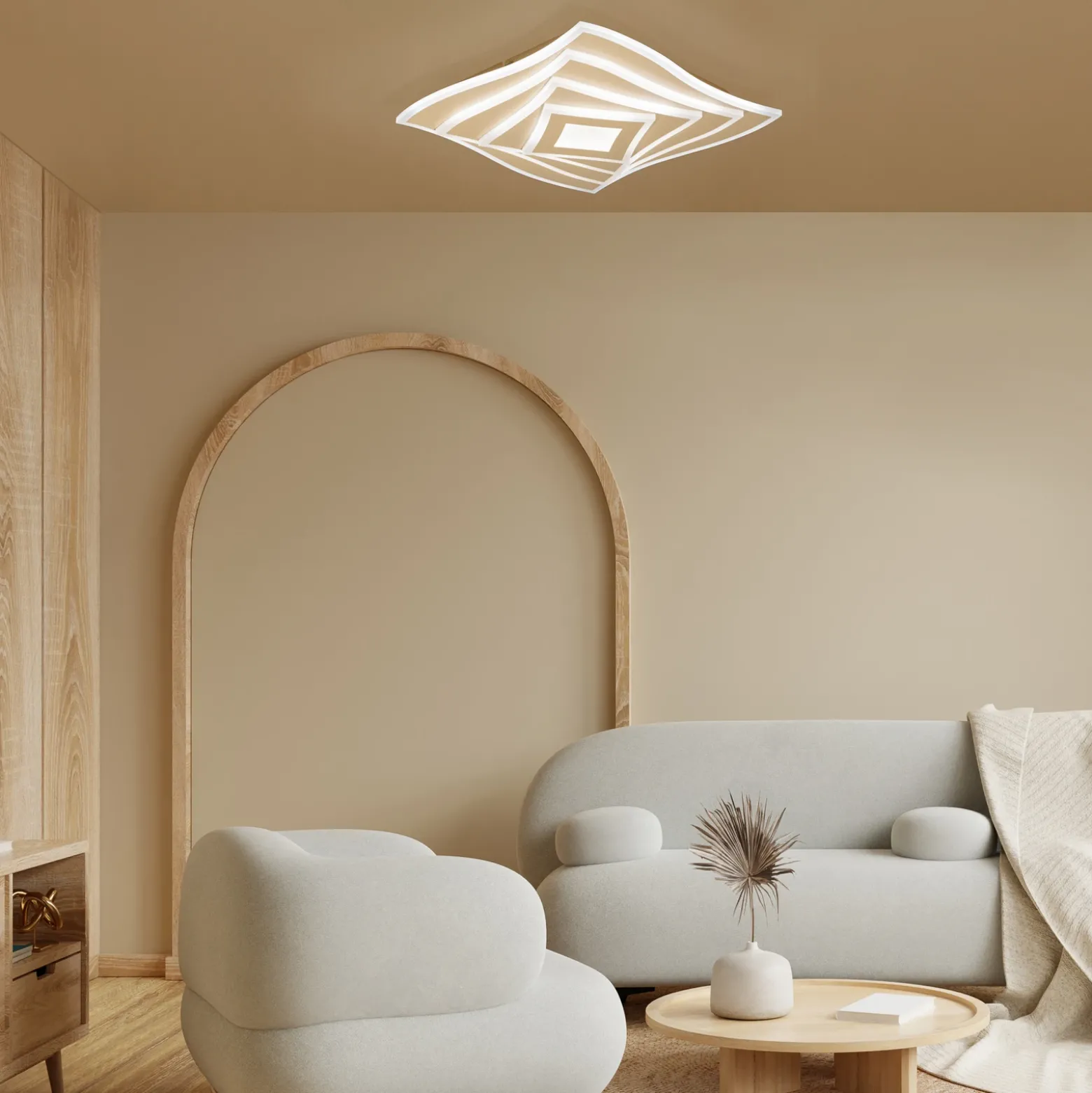 Lámpara LED de techo HERO, arena, 40 x 40 cm, control remoto, CCT atenuable