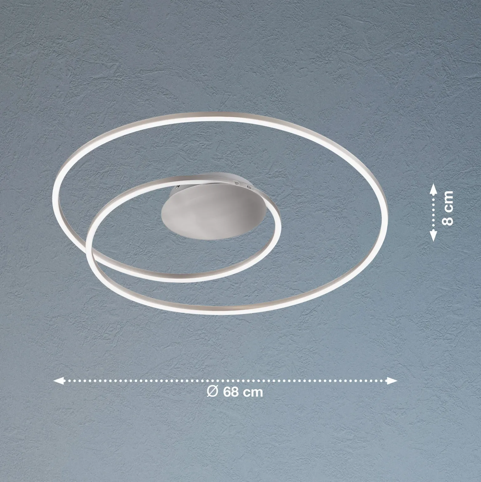 Lámpara LED de techo HOLY, níquel, Ø 68 cm, control remoto, CCT