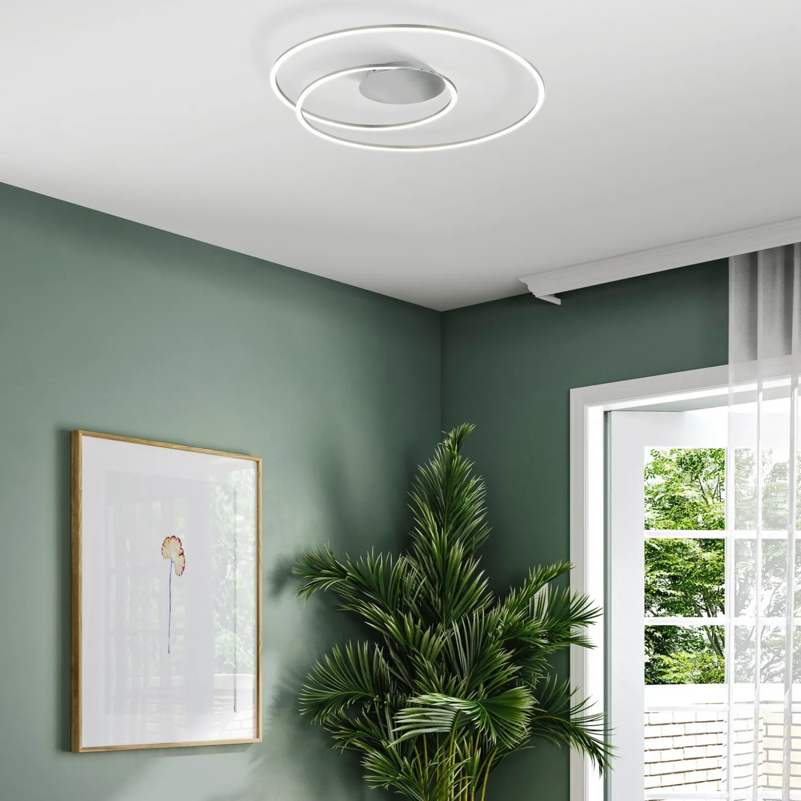 Lámpara LED de techo HOLY, níquel, Ø 68 cm, control remoto, CCT