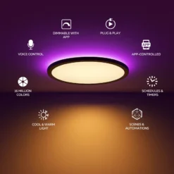 lámpara LED de techo inteligente Calex HALO Ø 40 cm negro IP54 RGB CCT