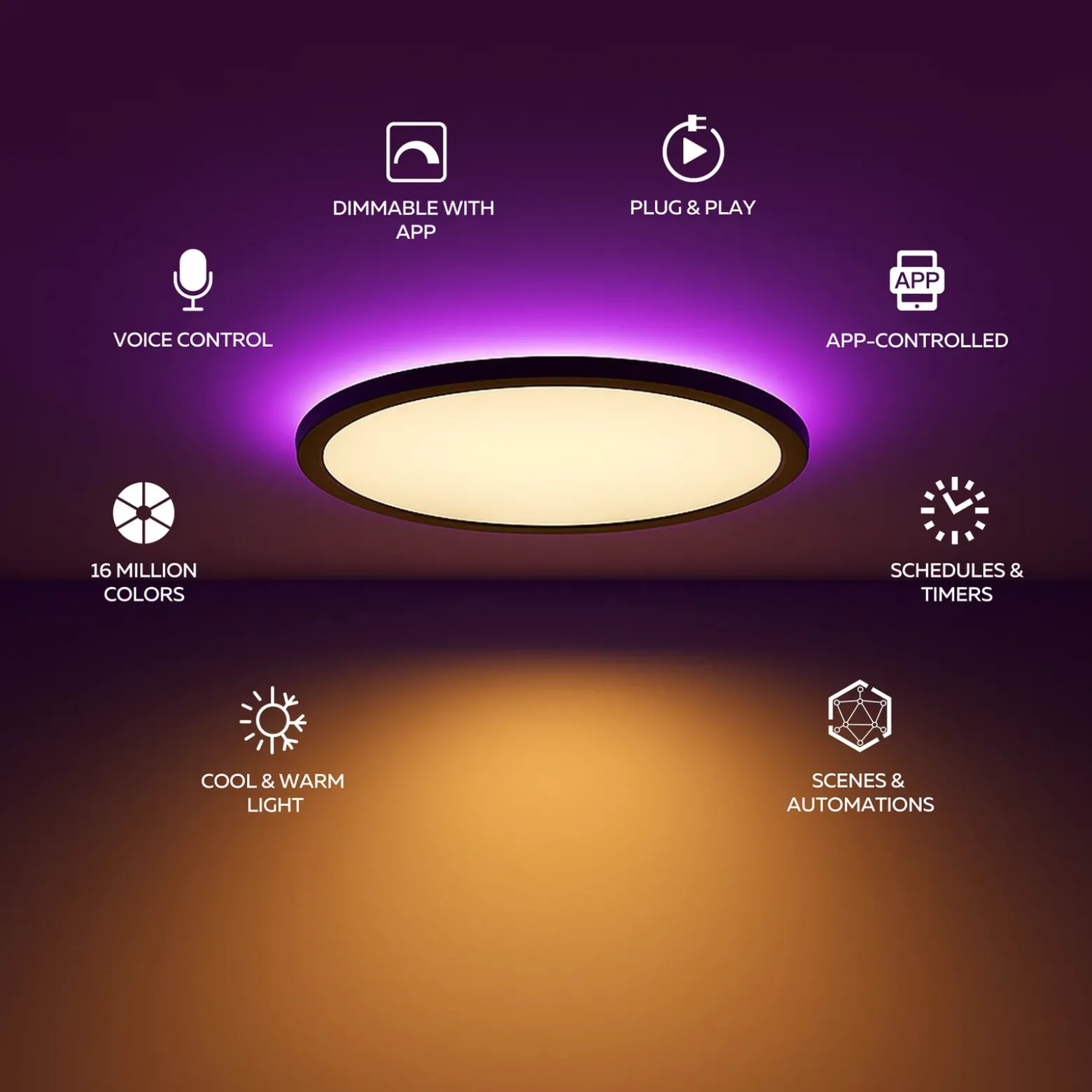 lámpara LED de techo inteligente Calex HALO Ø 40 cm negro IP54 RGB CCT