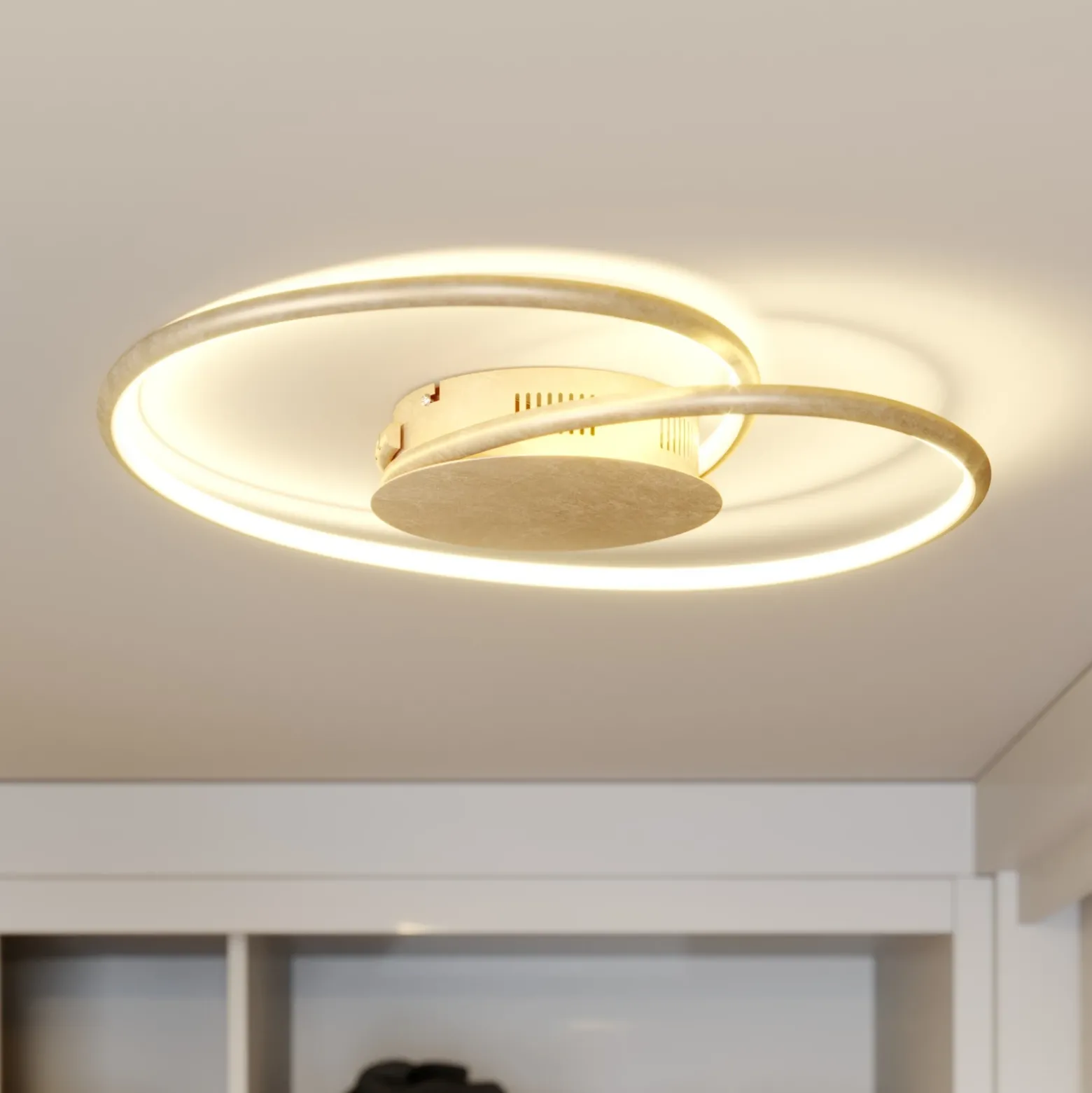 Lámpara LED de techo Joline de Lindby, Ø 45 cm, dorada, metal