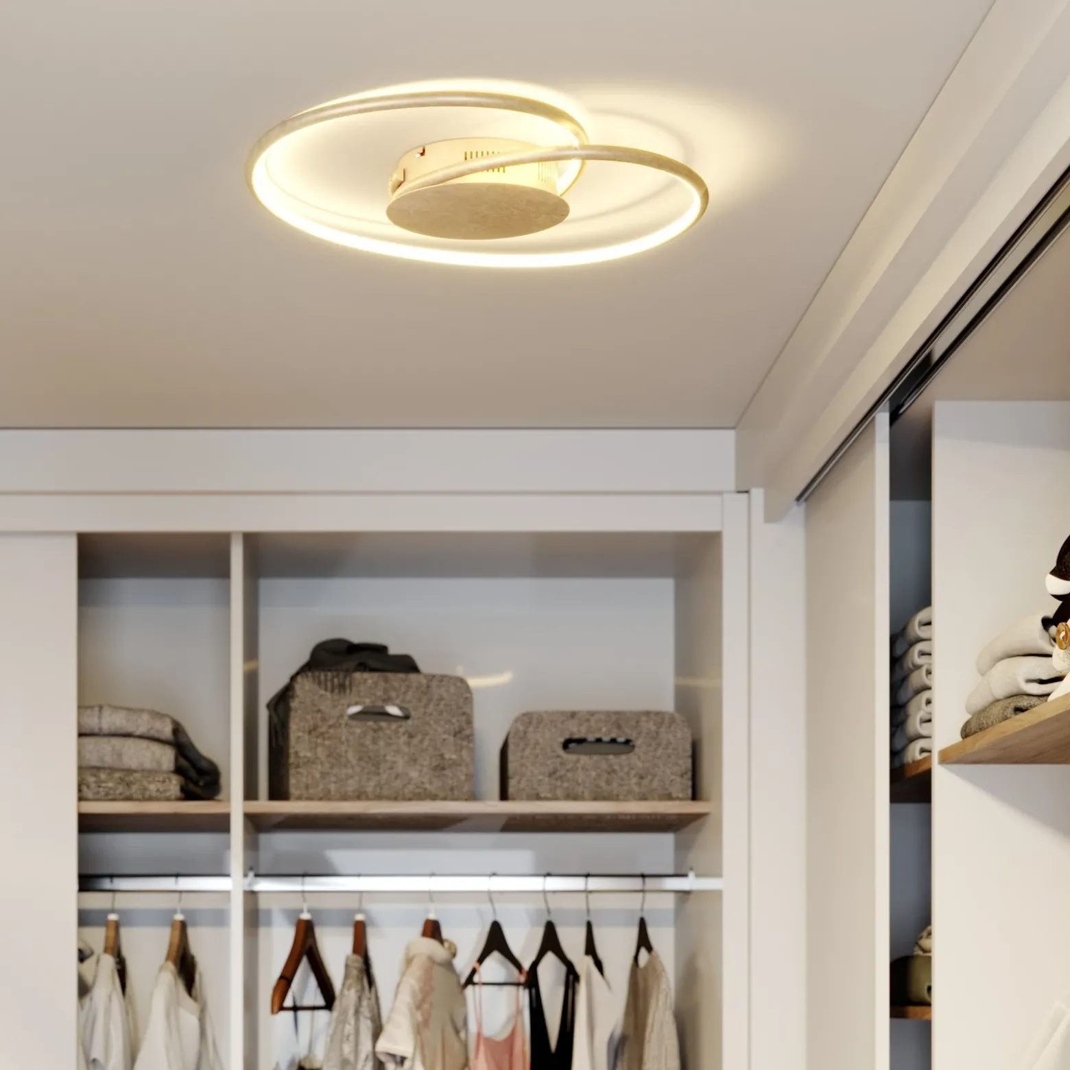 Lámpara LED de techo Joline de Lindby, Ø 45 cm, dorada, metal