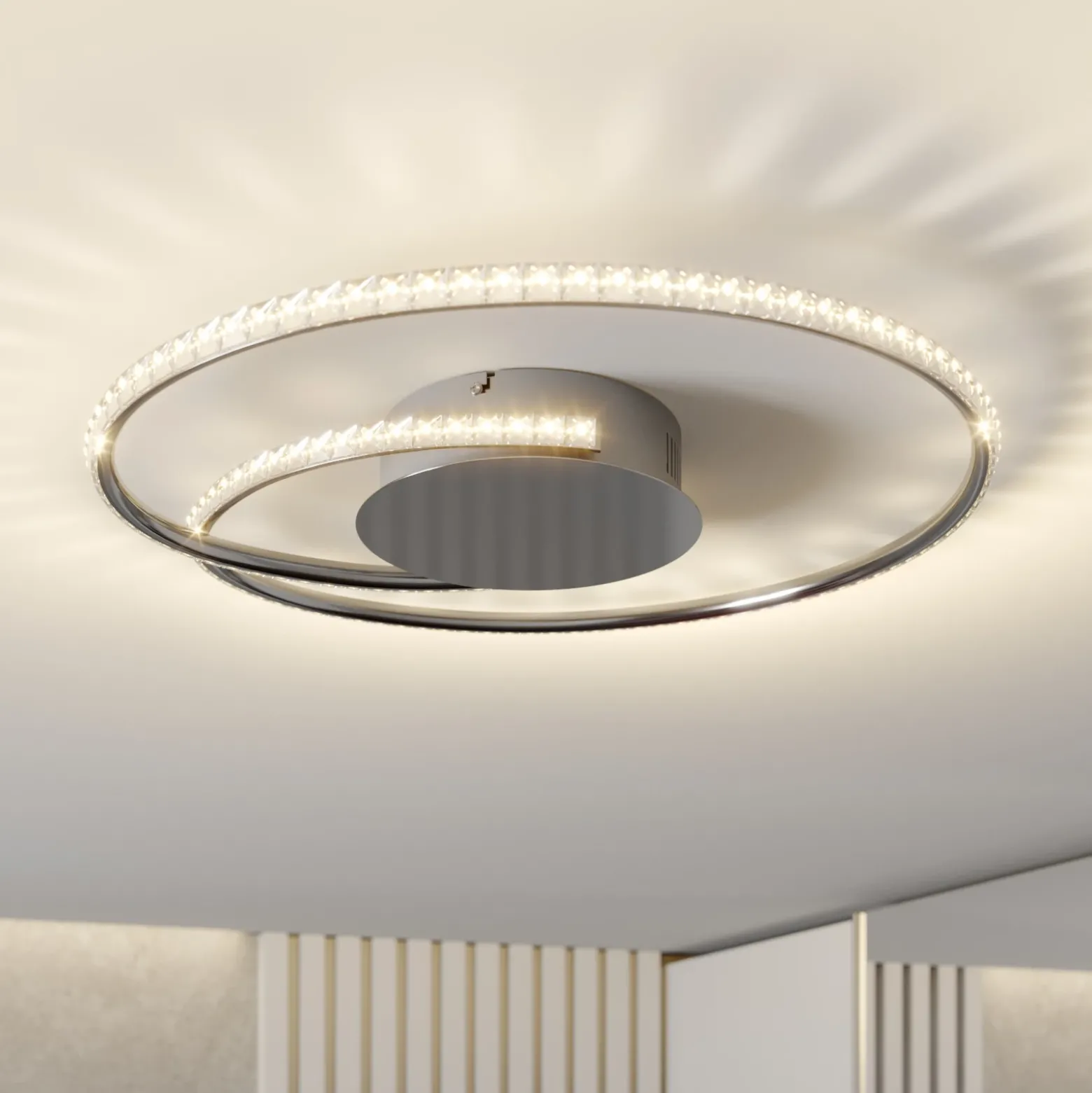 Lámpara LED de techo Joline de Lindby, Ø 45 cm, cristales, metal