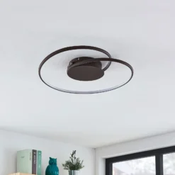 Lámpara LED de techo Joline de Lindby, Ø 45 cm, marrón óxido, metal