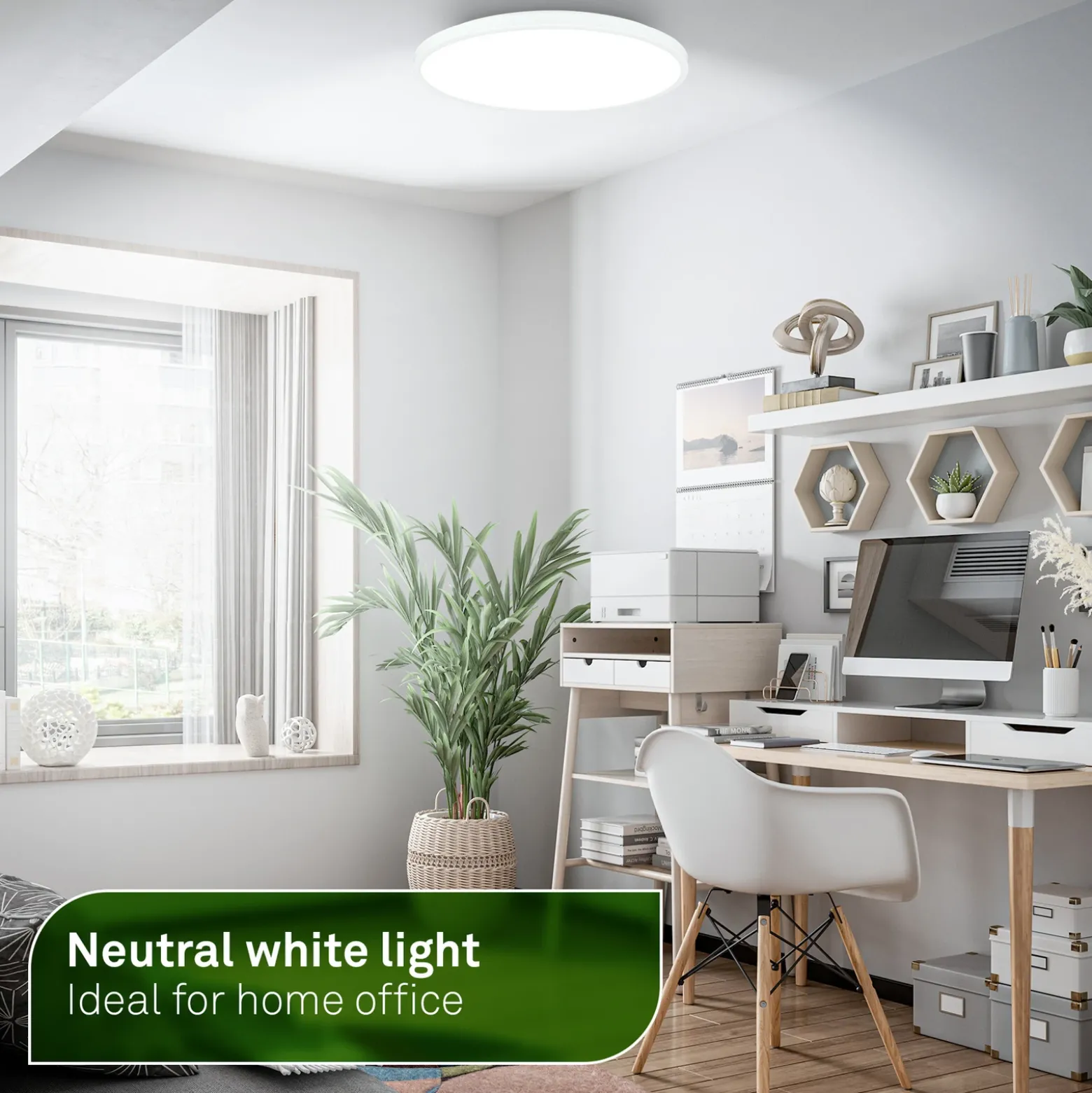 Lámpara LED de techo Kaida, blanca, Ø 38 cm, EEC A, 4000 K