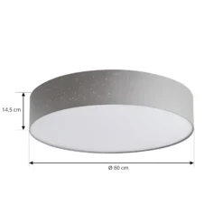 Lámpara LED de techo Lindby Ellamina, 60 cm, gris claro, textil