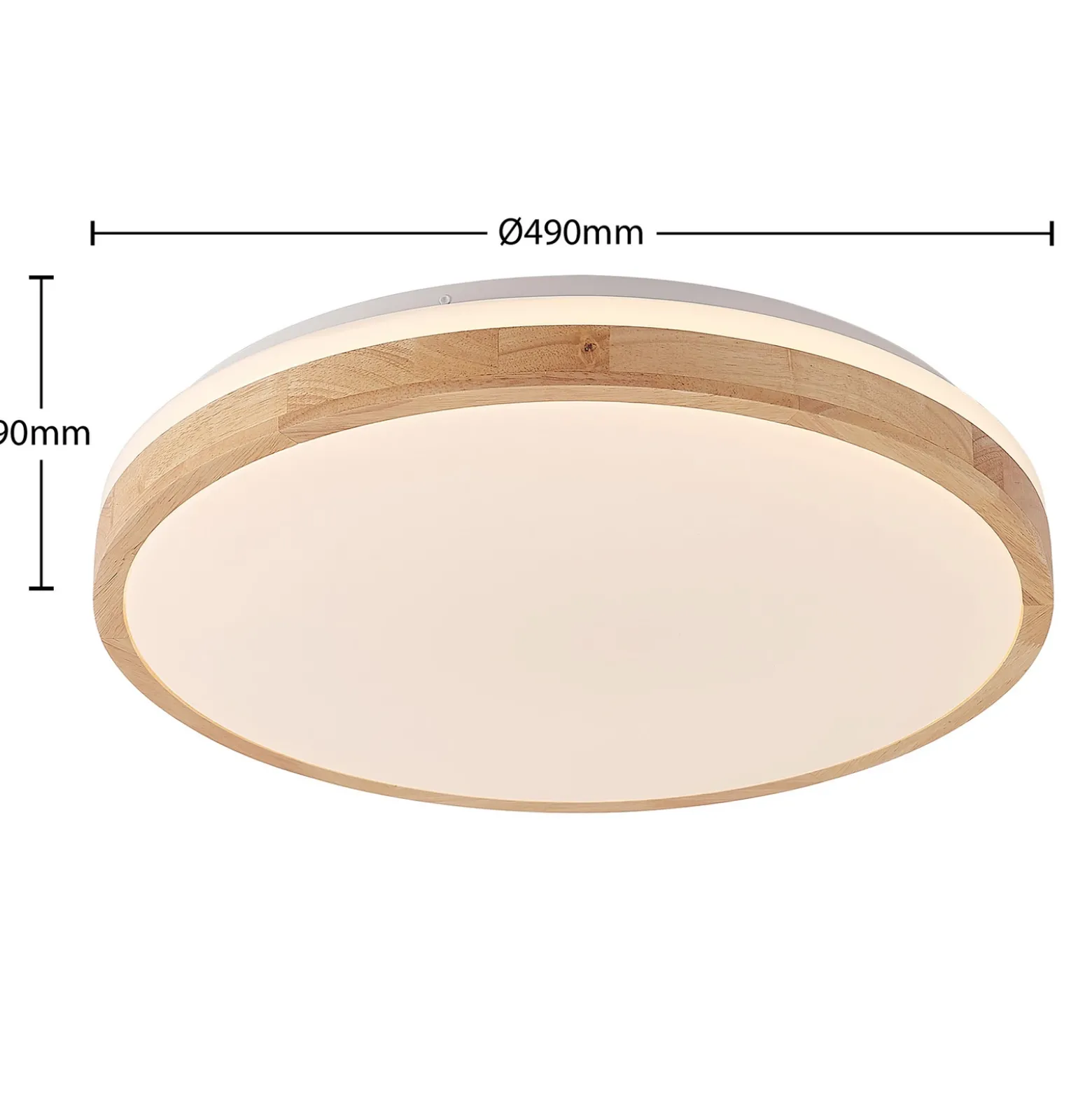 Lámpara LED de techo Lindby Emiva, Ø 49 cm, CCT, madera