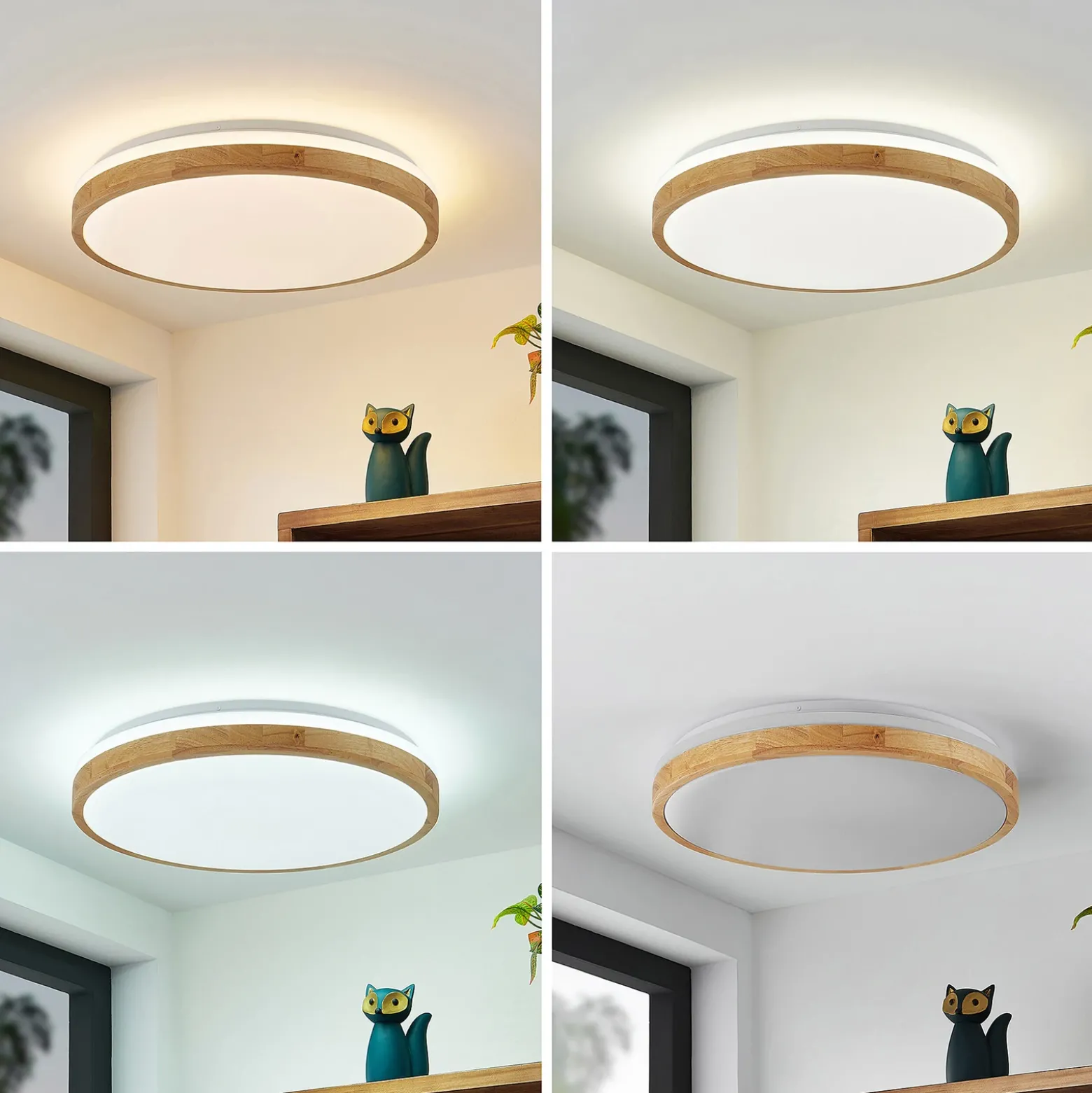 Lámpara LED de techo Lindby Emiva, Ø 49 cm, CCT, madera