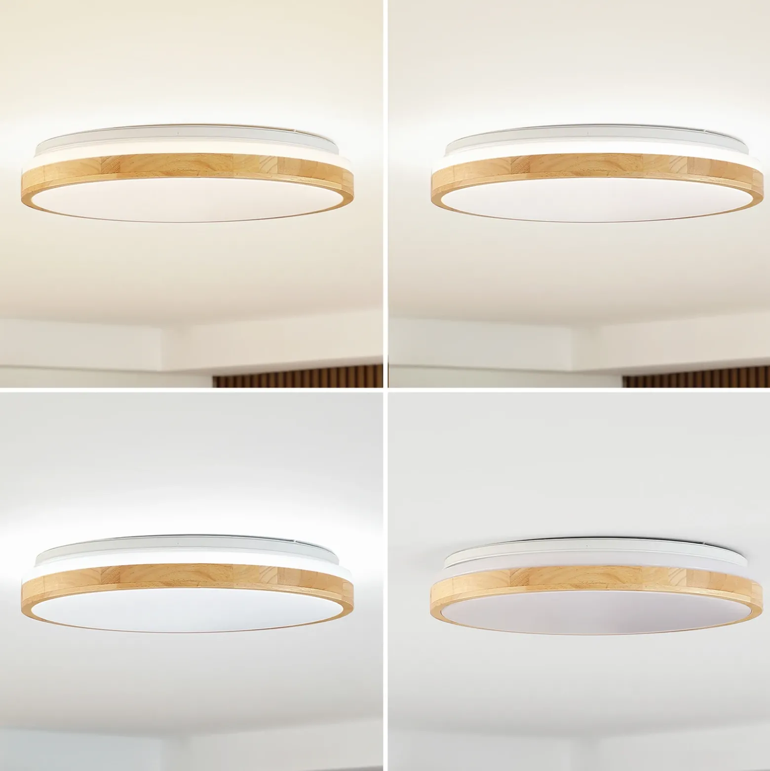 Lámpara LED de techo Lindby Emiva, Ø 49 cm, CCT, madera