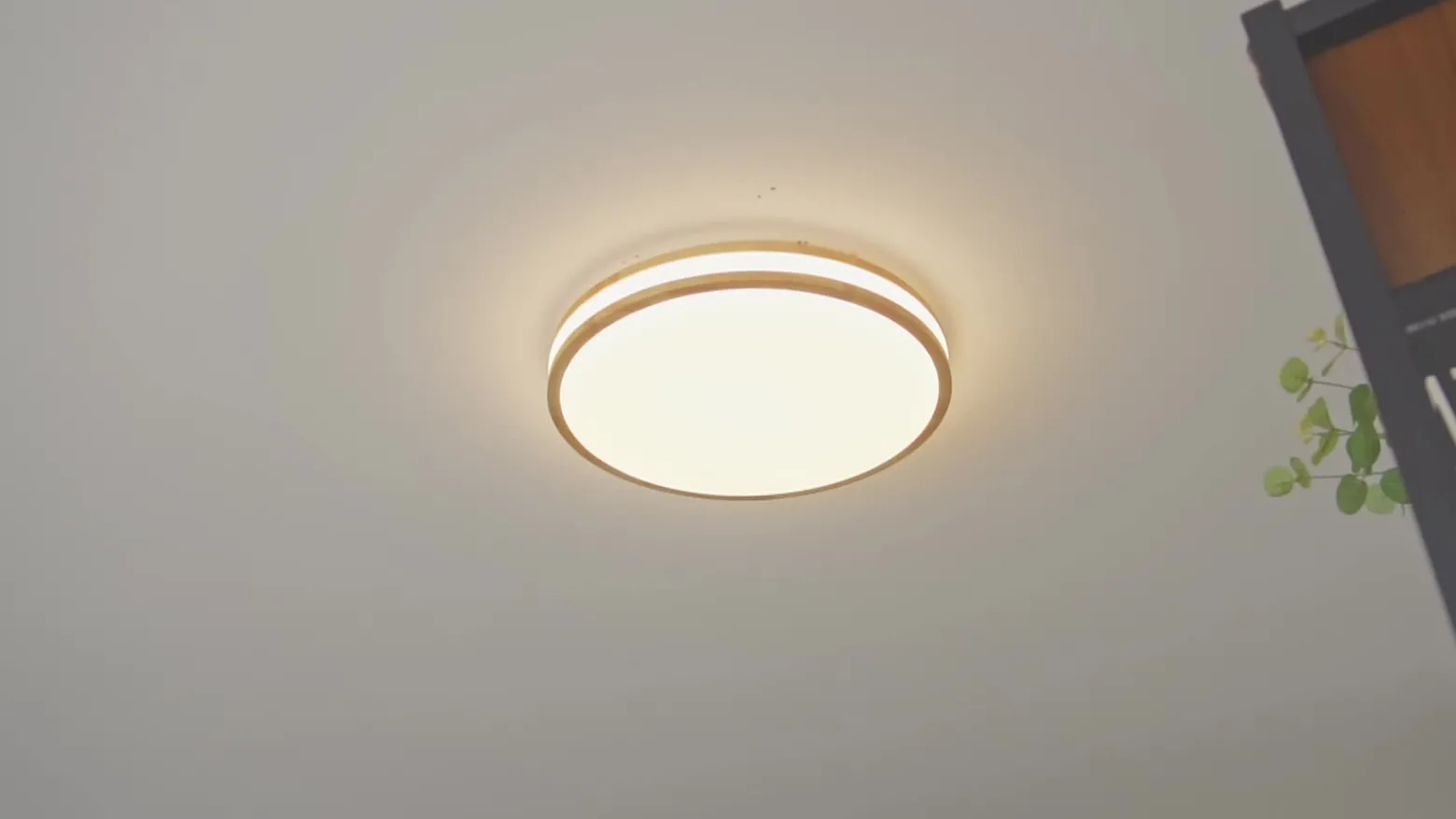 Lámpara LED de techo Lindby Emiva, 50 cm, madera clara, CCT