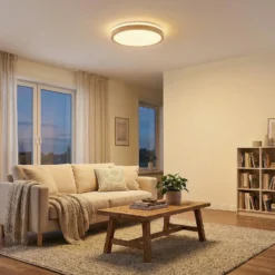 Lámpara LED de techo Lindby Emiva, Ø 49 cm, CCT, madera