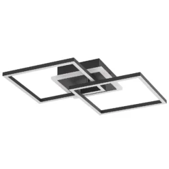 Lámpara LED de techo Lindby Fjardo, angular, negra, CCT, control remoto