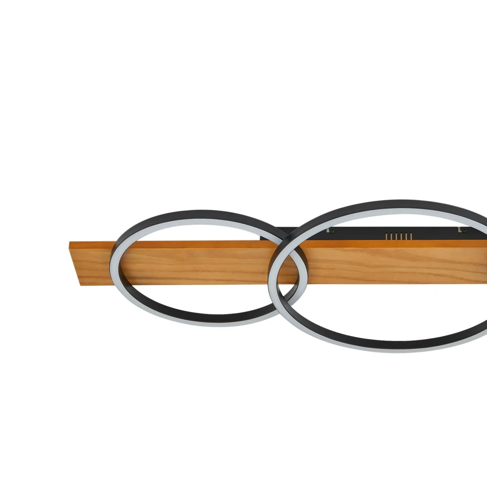 Lámpara LED de techo Lindby Galad, negra, madera, 3 luces, 98 cm