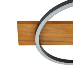 Lámpara LED de techo Lindby Galad, negra, madera, 3 luces, 98 cm