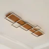 Lámpara LED de techo Lindby Galad, negra, madera, 5 luces, 140 cm