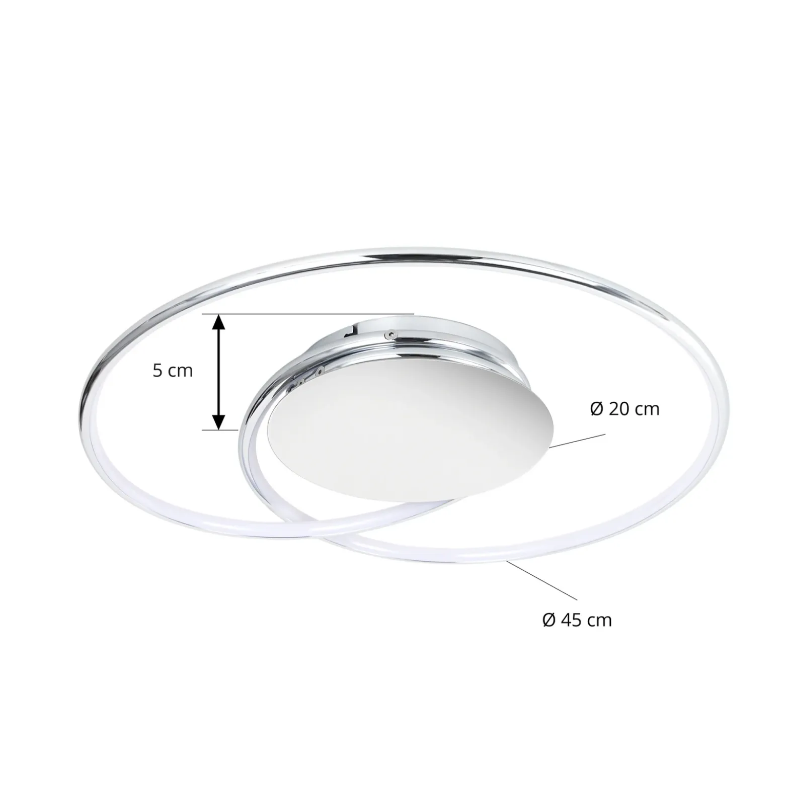 Lámpara LED de techo Lindby Joline, Ø 45 cm, color cromado, metal