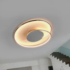 Lámpara LED de techo Lindby Joline, Ø 45 cm, color cromado, metal