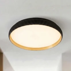 Lámpara LED de techo Lindby Jovian, negra, Ø 40 cm, CCT, atenuable