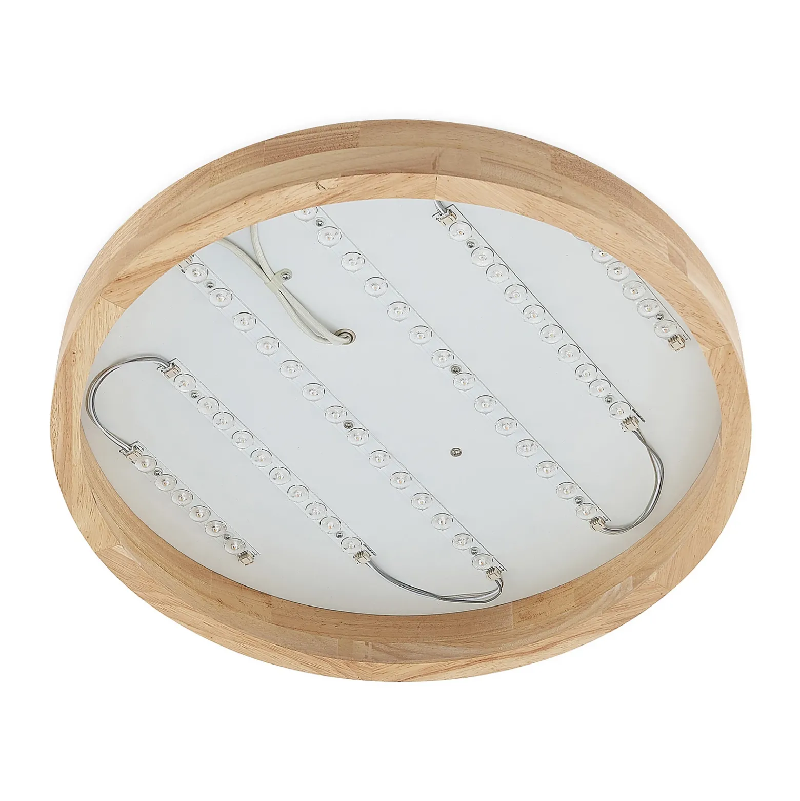 Lámpara LED de techo Lindby Lanira, Ø 50 cm, madera, control remoto, CCT
