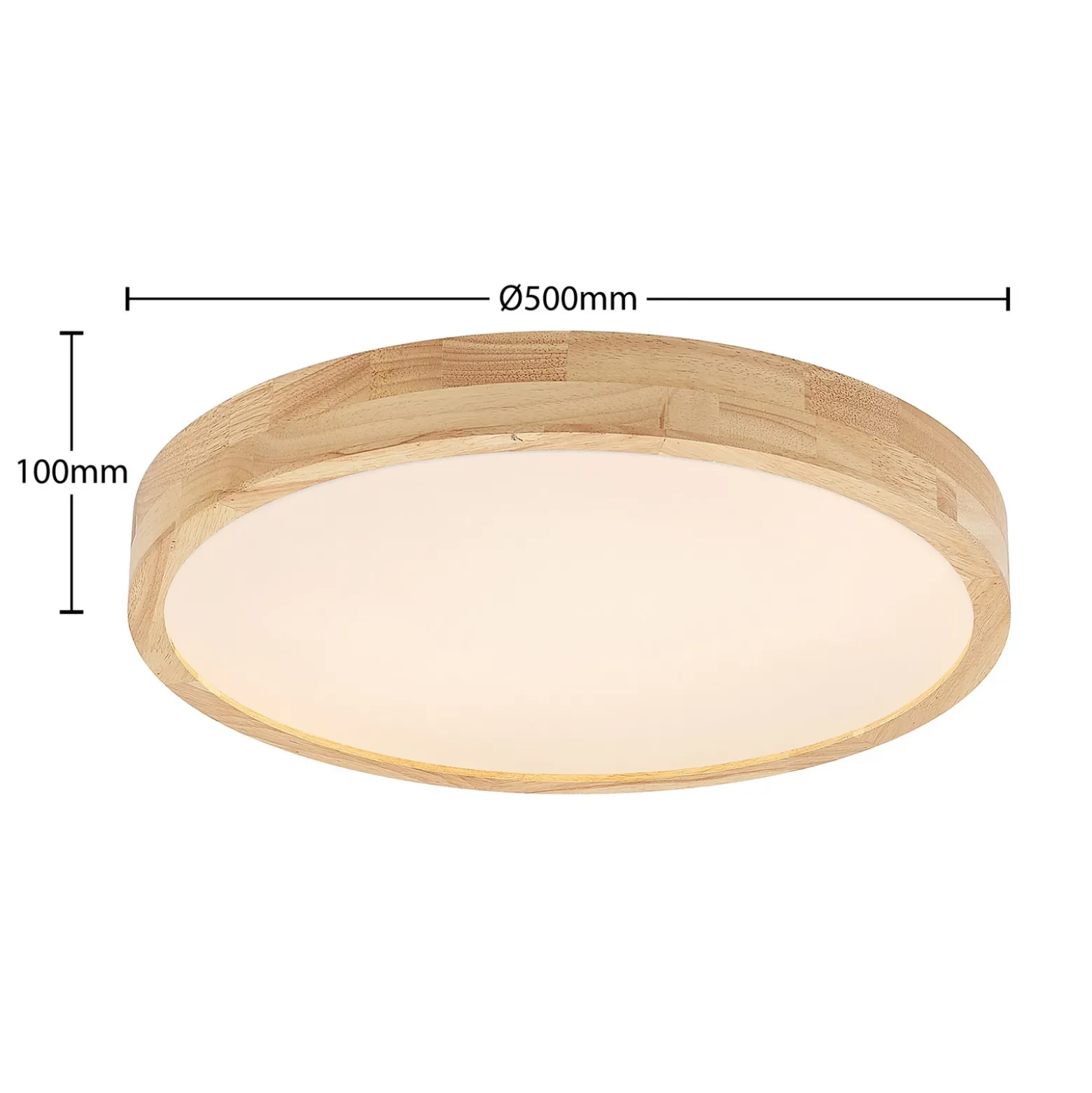 Lámpara LED de techo Lindby Lanira, Ø 50 cm, madera, control remoto, CCT