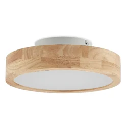 Lámpara LED de techo Lindby Lanira, Ø 30 cm, madera, control remoto, CCT
