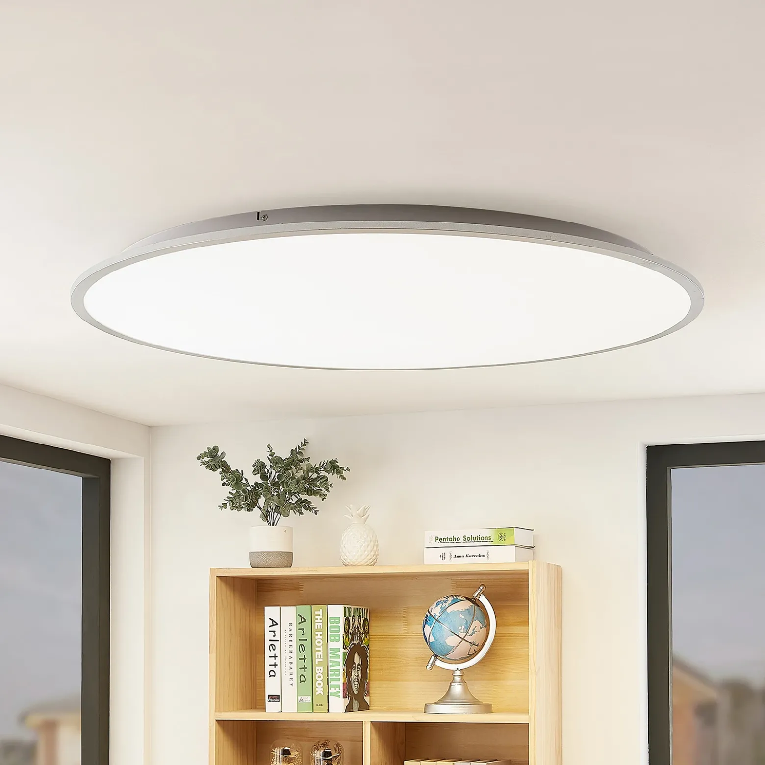 Lámpara LED de techo Lindby Narima, 4.000 K, Ø 100 cm, plata