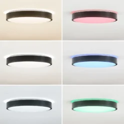 Lámpara LED de techo Lindby Smart Innes negro 38 cm RGB CCT Tuya