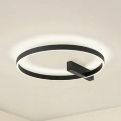Lámpara LED de techo Lucande Isalin, 60 cm, negro, CCT, atenuable